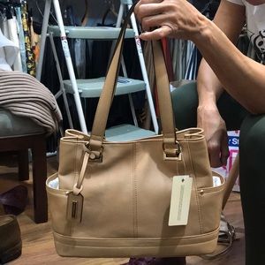Tignanello nude/tan purse w multiple compartments